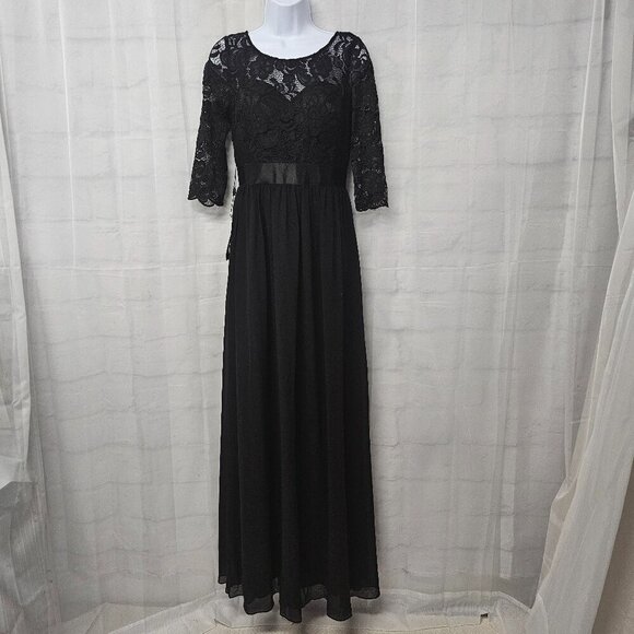 Ever Pretty Dress Black Lace Fairy Goth Whimsygoth Maxi 6 NWT - Picture 1 of 15